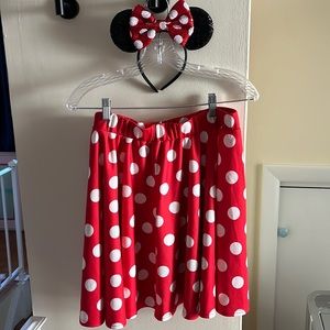 Minnie Mouse Costume Size XL Skirt - Ears Included!